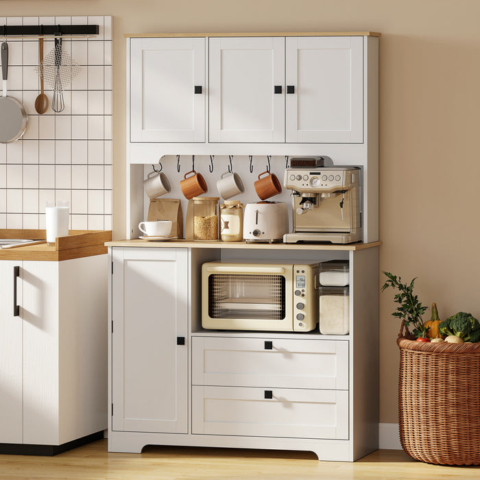 HOMCOM 64\" Kitchen Pantry Cabinet, Kitchen Hutch with 3 Cabinets, 2 Drawers