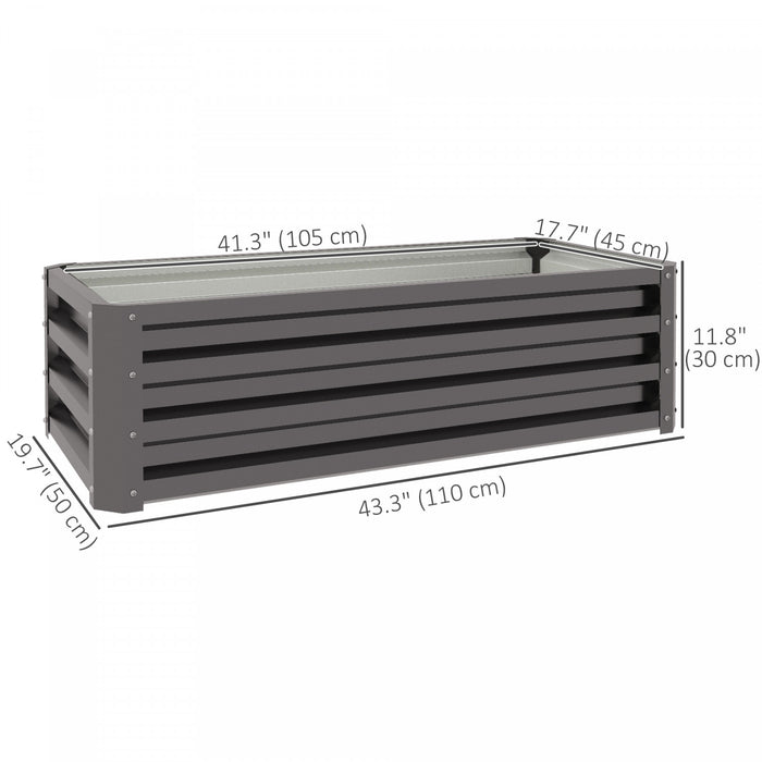 Outsunny Set Of 2 Raised Garden Bed, Steel Planters For Outdoor Plants, Elevated Planter Box, Easy-to-assemble, For Growing Flowers, Herbs And Vegetables, Dark Grey