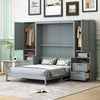 Joyce Closet Queen Murphy Bed With Drawers And Shelves - Grey | Lit Escamotable Joyce Format Queen Avec Tiroirs Et Etageres - Gris