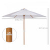 Outsunny ⌀9' X 8' H Patio Umbrella, Market Umbrella W/Hardwood Frame White