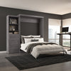 Bestar Pur Queen Murphy Bed and Shelving Unit with Drawers 90-Inch Wall Bed - Bark Grey|Grand lit escamotable mural Pur de Bestar de 90 po avec tablettes et tiroirs - gris écorce