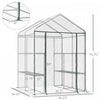 Outsunny 4.7 X 4.7 X 6.4ft Walk-in Plant Greenhouse Portable Garden Flower Seed Warm House 8 Shelves|Outsunny 56" X 56" X 77" Serre De Plantes Portable Jardin De Graines De Fleurs Maison Chaude 8 Etage
