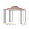 Outsunny 10'x10' Gazebo Canopy Outdoor Patio Sun Shelter Uv Protect W/ 2-tier Polyester Roof Curtain|Outsunny 10' X 10' Gazebo De Terrasse Exterieure Avec Toit En Polyester A 2 Niveaux, Parois Laterale