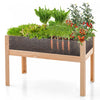 Costway Raised Wooden Garden Bed 31" Elevated Planter Box Plant Terrarium With Drain Holes