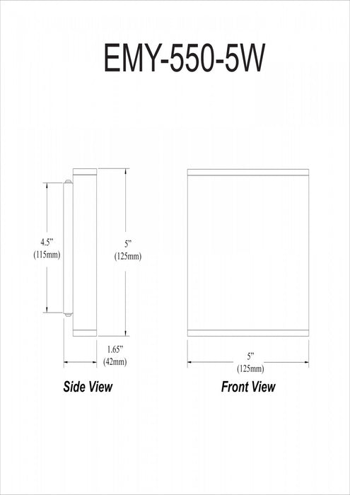 Dainolite Emery LED Wall Sconce 15w Matte Black Frosted Acrylic Diffuser Lamp