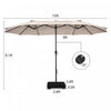 Costway 15FT Double-Sided Twin Patio Umbrella Sun Shade Outdoor Crank Market Base Beige