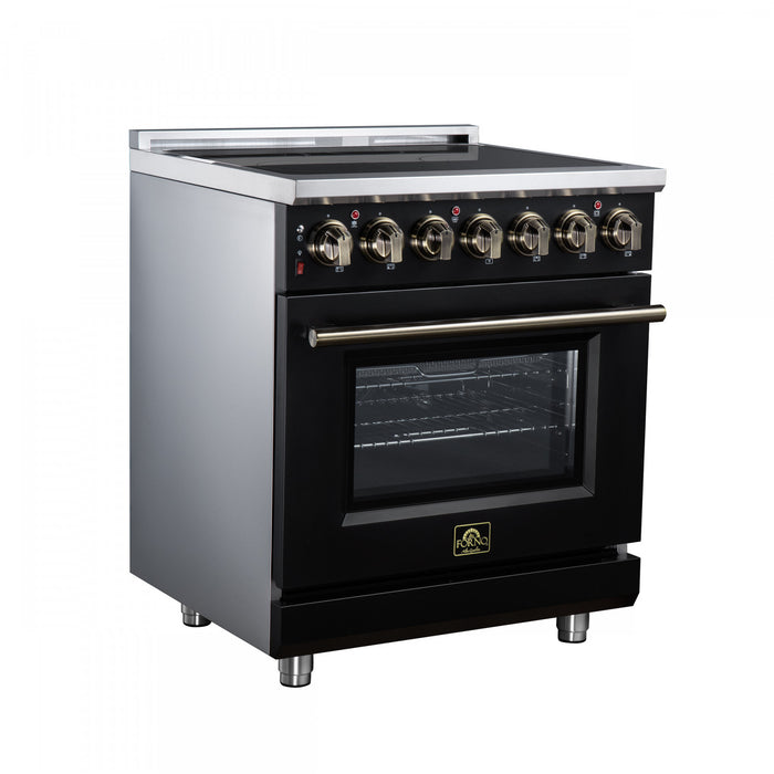 Forno Massimo 30 Inch Freestanding Electric Range, 5 radiant burners, 4.32 cu.ft., Black -FFSEL6020-30BLK