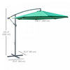 Outsunny 10ft Offset Patio Umbrella With Base, Hanging Parasol, Green