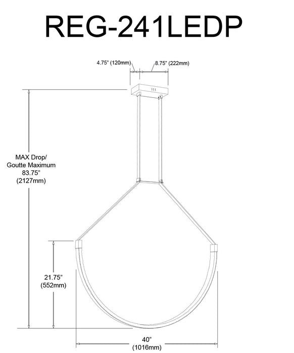Dainolite Regan LED Pendant 50w Aged Brass White Silicone Diffuser Lamp