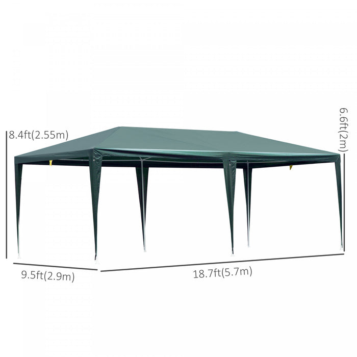 Outsunny 19'x9' Party Tent Gazebo Canopy Garden Sun Shade For Outdoor Event With Removable Mosquito Mesh Netting, Green