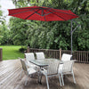 Costway 10' Hanging Umbrella Patio Sun Shade Offset Market W/ T Cross Base Burgundy