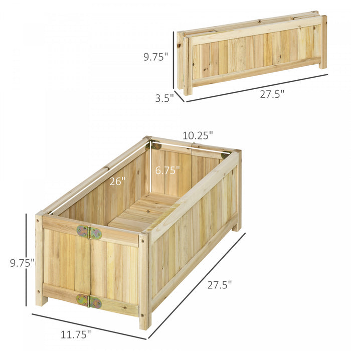 Outsunny 28'' X 12'' Foldable Raised Garden Bed, Elevated Planter Box, Wooden Planting Bed For Backyard, Patio To Grow Vegetables, Herbs, And Flowers