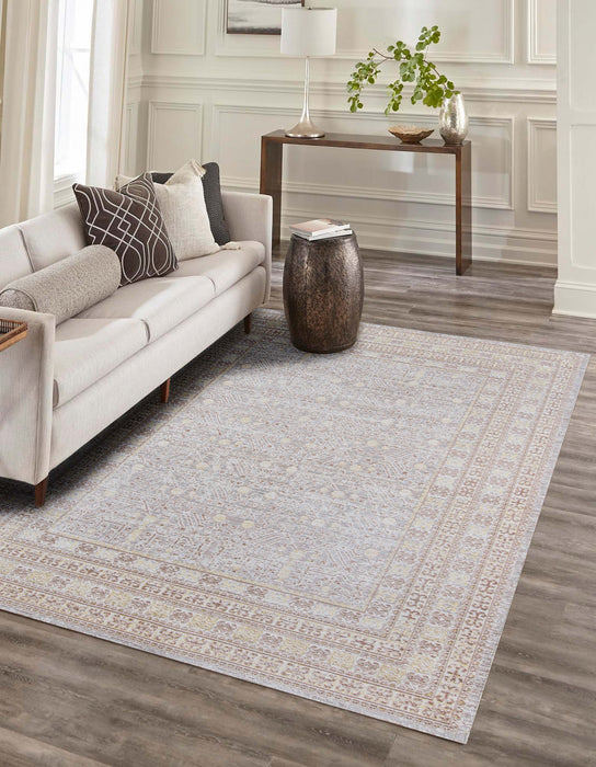 Valeria Traditional 9'3\" x 12'3\" Area Rug in Grey Indoor Area Rug