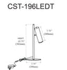 Dainolite Constance Table Lamp 6w Satin Chrome Finish Frosted Acrylic Diffuser|Lampe de table Constance de Dainolite en acrylique givré qui diffuse la lumière, avec fini chromé satiné et ampoule de 6 W