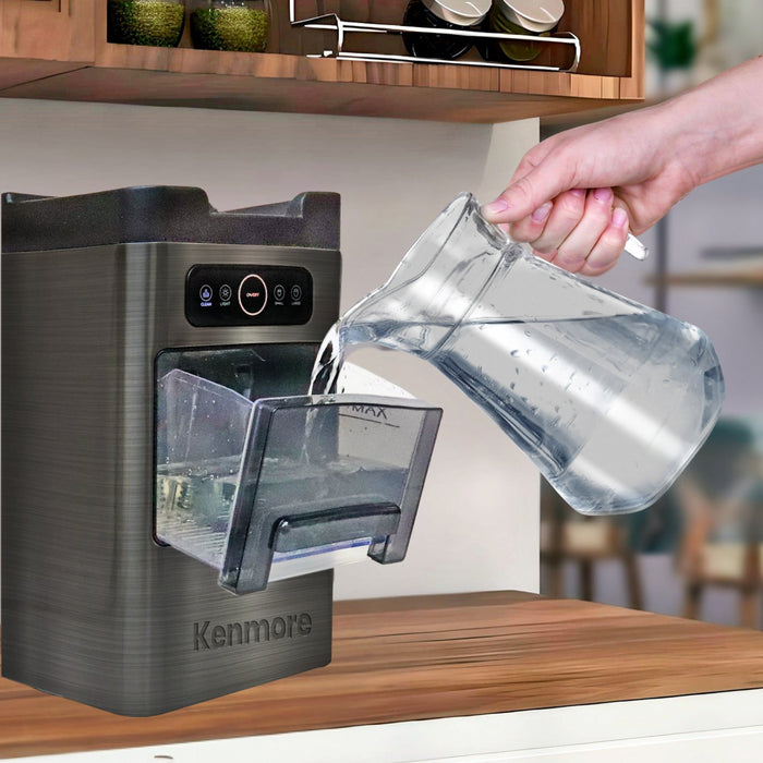 Kenmore Front-Load Countertop Ice Maker 26lb/24hr Black Stainless Steel