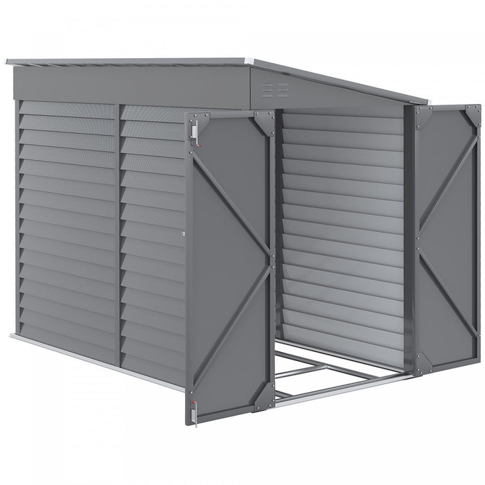 Outsunny 4.6' X 9' Metal Outdoor Storage Shed With Lockable Doors Grey