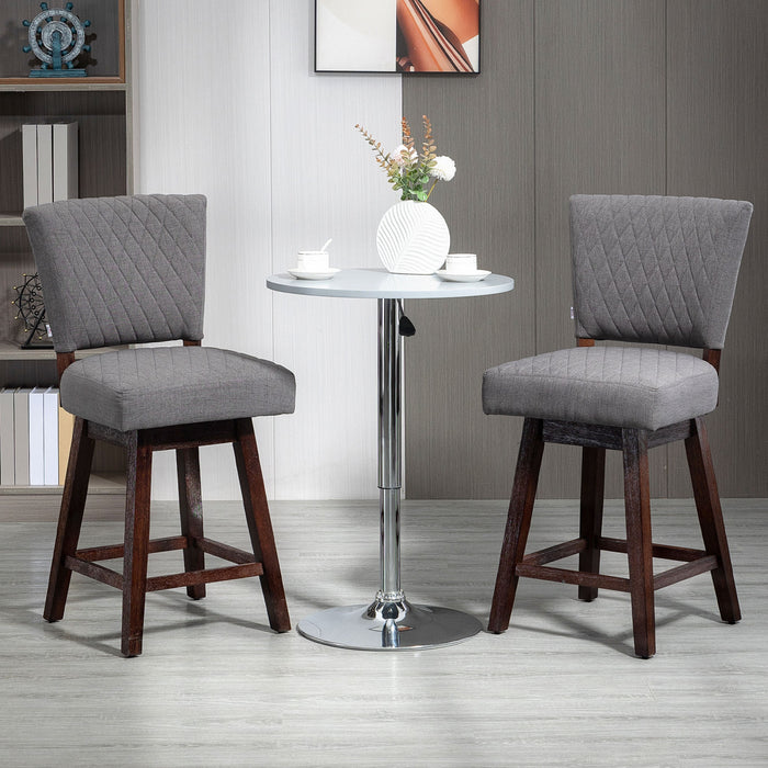 HOMCOM Swivel Bar Stools Set of 2 with Rubber Wood Legs and Footrests