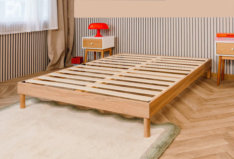 Smart Base Essential King Metal Platform Bed Frame - Natural