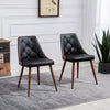 HOMCOM Modern Dining Chairs Set of 2, Solid Wood Back and Steel Legs