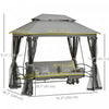 Outsunny 3 Person Outdoor Patio Daybed 3 In 1 Canopy Gazebo Swing Chair Garden Hammock With Mesh Mos|Outsunny Lit De Jour Exterieur 3 Personnes Pour Terrasse 3 En 1 Avec Baldaquin, Tonnelle, Hamac De J