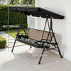 Outsunny 3-Seat Porch Swing with Canopy Outdoor Swing Chair w/ Rattan Seat