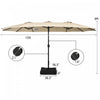 Costway 15 Ft Patio Double Sided Umbrella Outdoor Market Umbrella Beige