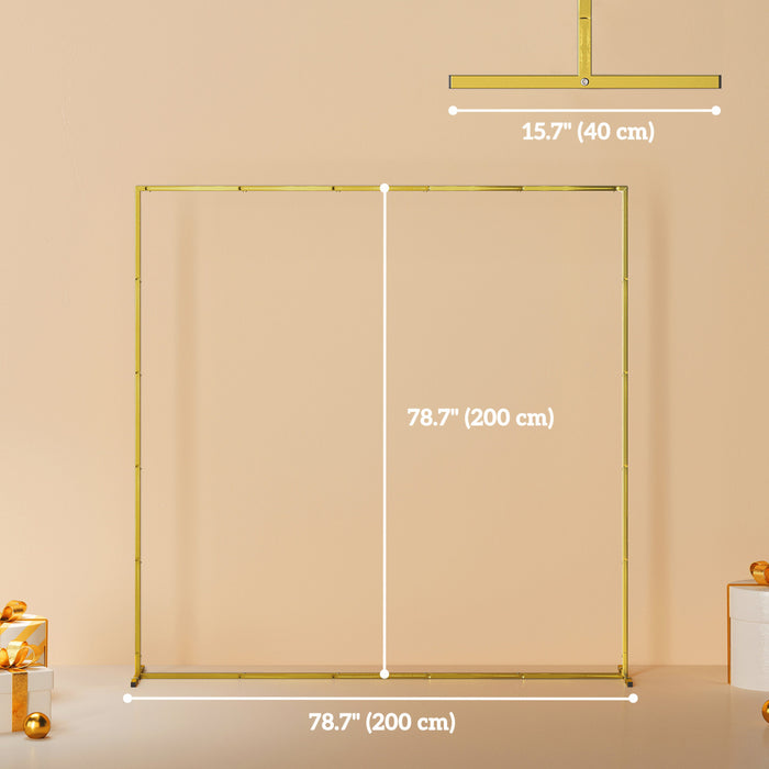 Outsunny Wedding Arch Backdrop Stand, 6.6 FT Square Wedding Arch, Gold