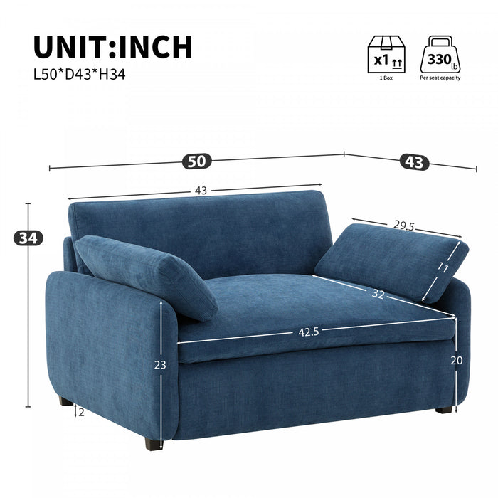 Olivia Oversized Accent Chair with Pillows,Blue