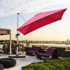 Costway 10Ft Square Patio Offset Cantilever Umbrella 360 Degree Tilt Aluminum Red