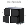 Nova Elegant Nightstand with Metal Foot and Mirrored Drawers, Black | Nova Table de Nuit Elegante avec Pied Metallique et Tiroirs Miroir, Noir