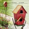 Outsunny Outdoor Bird House with Pole, 57" Metal Birdhouse Decor, Red