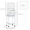 Pawhut 62" Bird Cage Budgie Cage With Wheels, Detachable Stand, Storage, White|Pawhut 62" Cage Pour Oiseaux Cacatoes Maison De Jeu Pinson Fournitures Pour Animaux Avec Roues Blanc