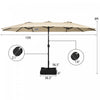 Costway 15FT Double-Sided Twin Patio Umbrella Outdoor Market W/ Crank & Base Beige