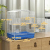 PawHut 23" Large Bird Cage for Finches, Canaries Budgies, Parrot Cage with Accessories Handle, Blue