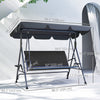 Outsunny 3-Seat Porch Swing with Canopy Outdoor Swing Chair w/ Rattan Seat