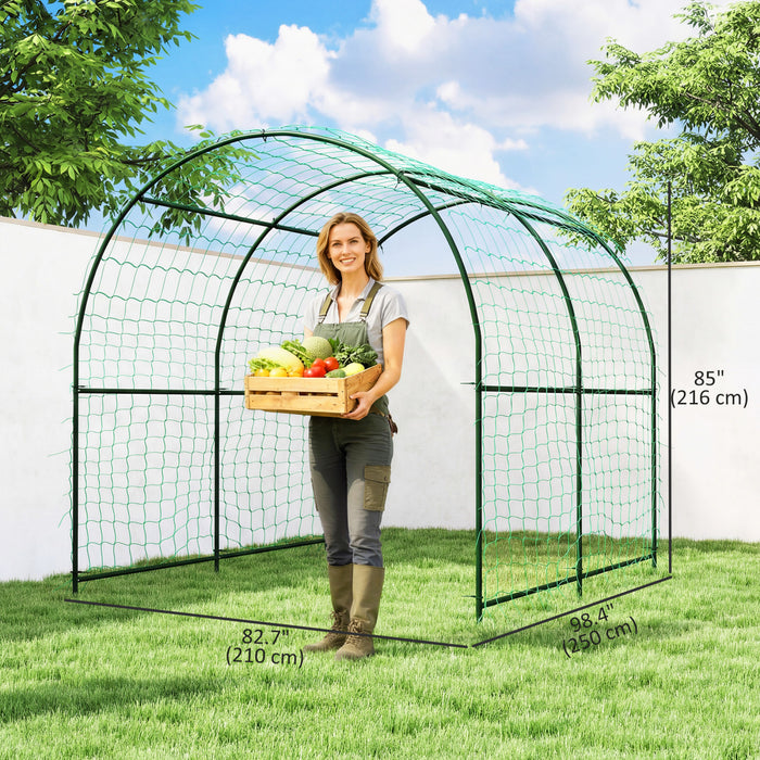 Outsunny Garden Arch Trellis, 7.1FT Tall Cucumber Trellis with Net