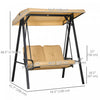 Outsunny 2 Seater Outdoor Swing Chair Porch Swing Bench With Canopy, Beige