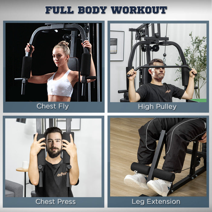 Soozier Home Gym Machine With 99lbs Weight Stack, Multifunction Power Tower
