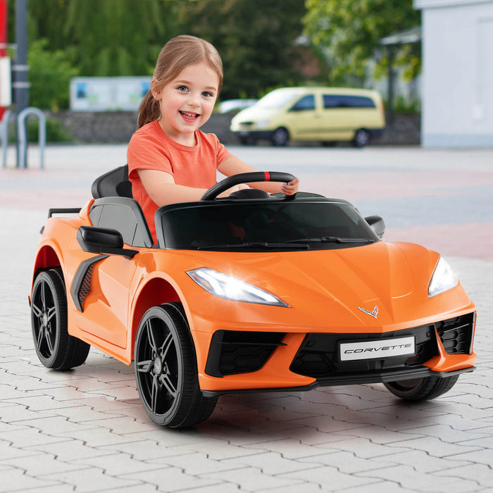 Costway 12v Electric Kids Ride On Car With Remote Control Wireless Connection Lights Orange