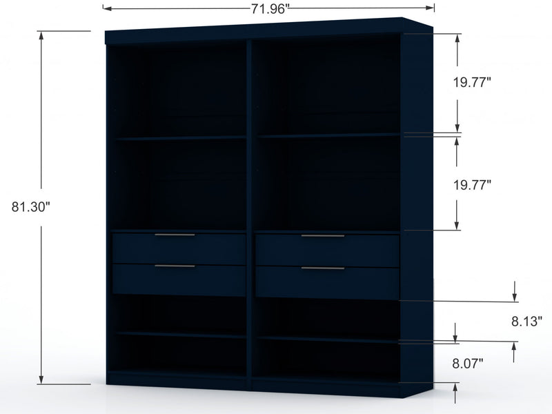 Mulberry Contemporary Modern 36\" Wardrobe Closet in Midnight Blue - Set of 2