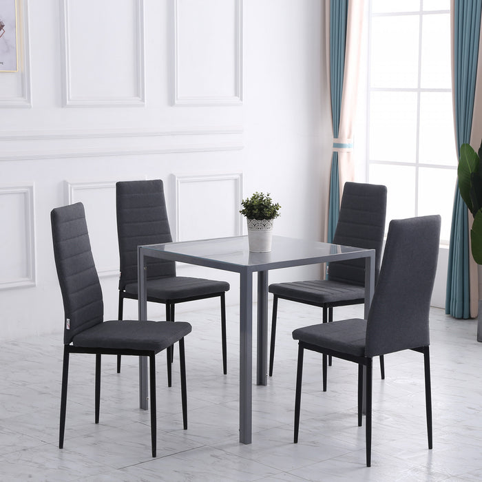HOMCOM Dining Chairs Set of 4, Linen Fabric Upholstered Accent Chairs, Grey