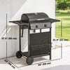 Outsunny 2-Burner Propane Gas Grill, 18000 BTU Outdoor BBQ Grill with Warming Rack, Shelf, Thermometer, Grease Cup, Barbeque for Backyard Patio, Black