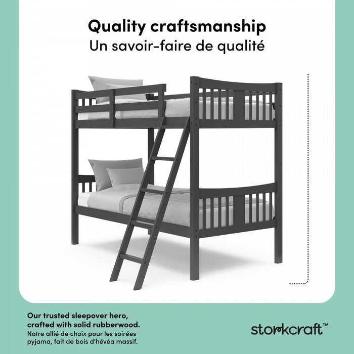 Storkcraft Caribou Twin over Twin Bunk Bed - Gray