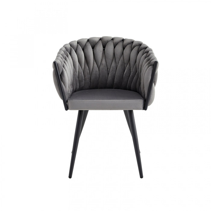 Hildy Accent Dining Arm Chair, Dark Grey Velvet (set of 2) 