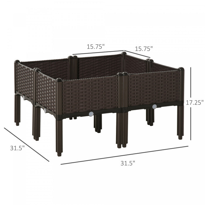 Outsunny 4-piece Raised Garden Bed Pp Raised Flower Bed Plant Stand Stackable Vegetable Herb Grow Box