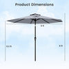 Costway Patio Umbrella with Push Button Tilt, Crank Handle, 8 Sturdy Ribs for Patio, Garden Gray