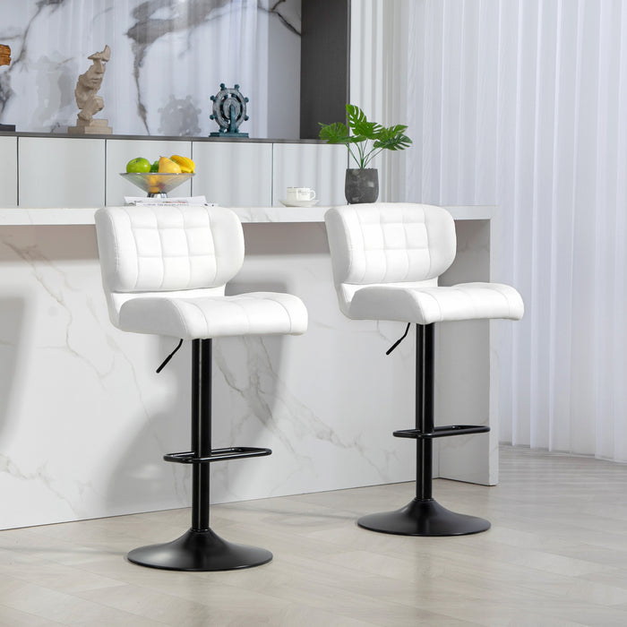HOMCOM Adjustable Bar Stools Set of 2 with Footrest Back for Dining Room
