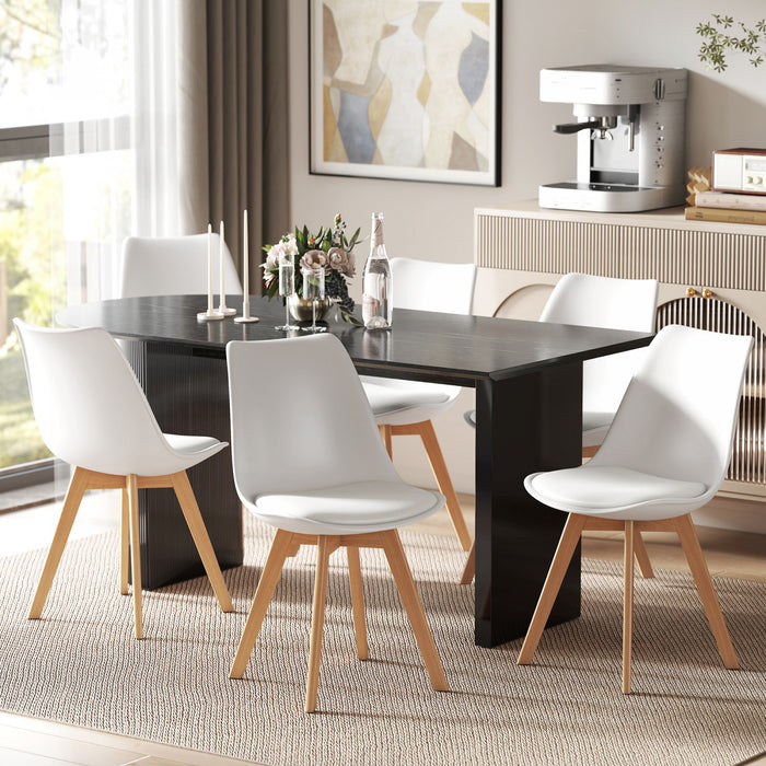 HOMCOM Modern Dining Chairs Set of 6 with PU Leather Cushion, Wood Frame