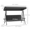 Outsunny 3-Seat Patio Swing Chair with Adjustable Canopy and Side Tray