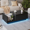 James Lift Up Coffee Table with Hidden Storage and LED Lighting,Black | James table basse relevable – table avec rangement cache et eclairage LED, noir